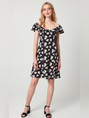 Le Chateau Black Floral Mini Dress